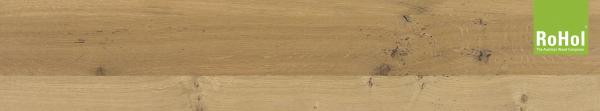 Edelfurnierte Platte Eiche rissig Bronce+ Träger Spanplatte P2 E1 Qualität N/NR VS Eiche N Pur Bronce+ 1821 im Brettcharakter gefügt mit allen natürlichen Holzmerkmalen und mit Kernrissen, RS: Eiche NR Bronce+ 1821 Korpus-Innenseitenqualität leicht vorgeschliffen